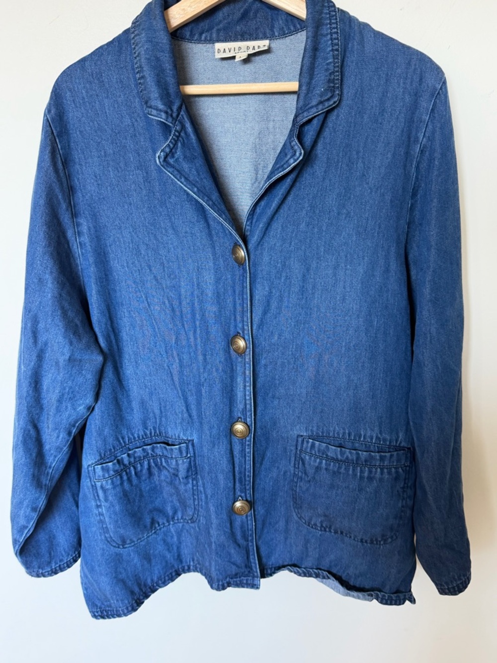 Women's Denim Button-Front Blazer in Blue